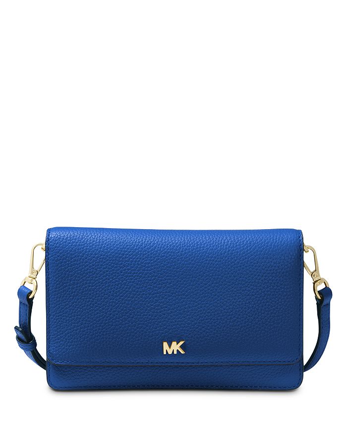 Michael Michael Kors Leather Smartphone Crossbody In Vintage Blue/gold