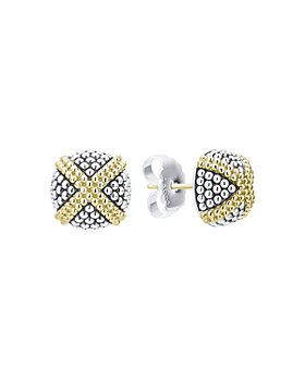 LAGOS - 18K Yellow Gold & Sterling Silver Signature Caviar Square Earrings