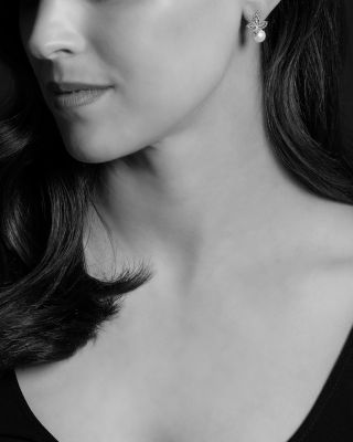 Cultured Freshwater Pearl Luna Floral Earrings in 18K Gold & Sterling Silver