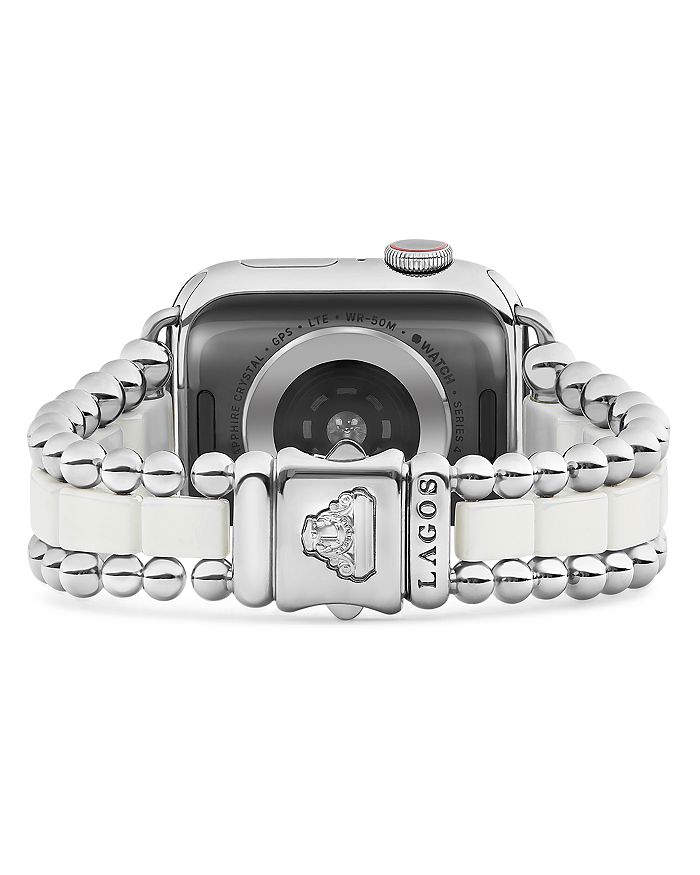 Lagos Smart Caviar White Ceramic & Stainless Steel 20mm Apple Watch