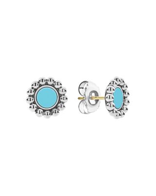 Lagos Sterling Silver Maya Blue Ceramic Stud Earrings