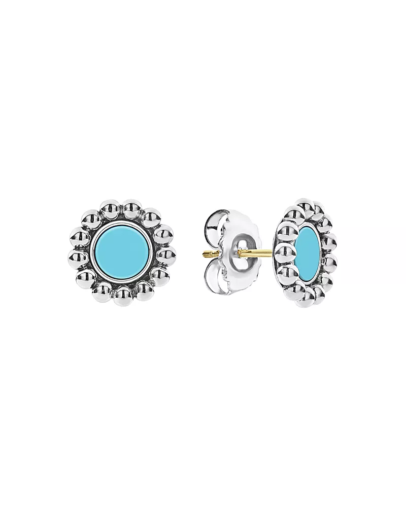 Lagos Sterling Silver Maya Blue Ceramic Stud Earrings