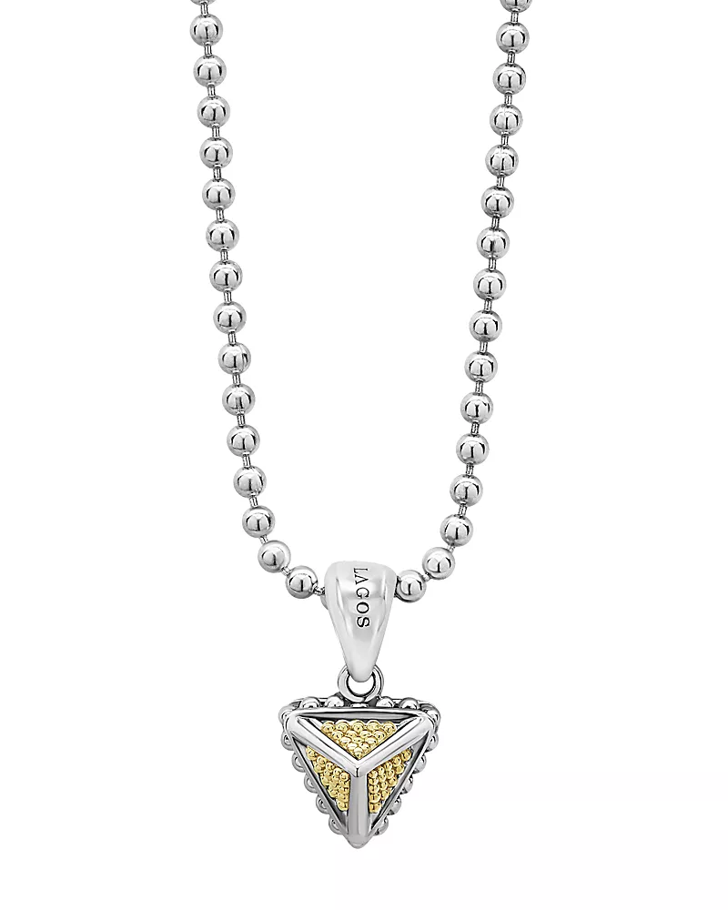 Lagos Sterling Silver & 18K Yellow Gold Ksl Pyramic Pendant Necklace, 18