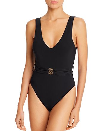 Tory Burch Miller Plunge One-Piece Swimsuit | Bloomingdale's