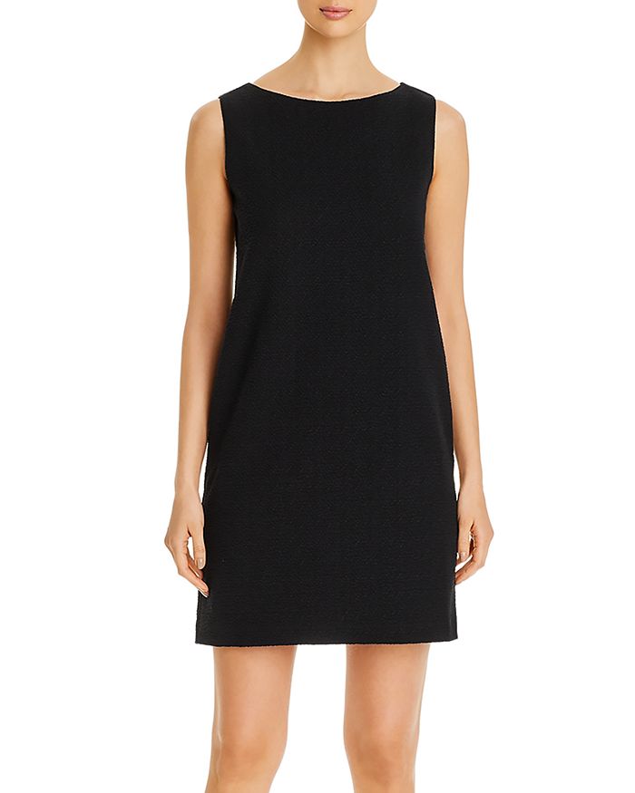 Eileen Fisher Short Sleeve Organic Cotton Shift Dress In Black