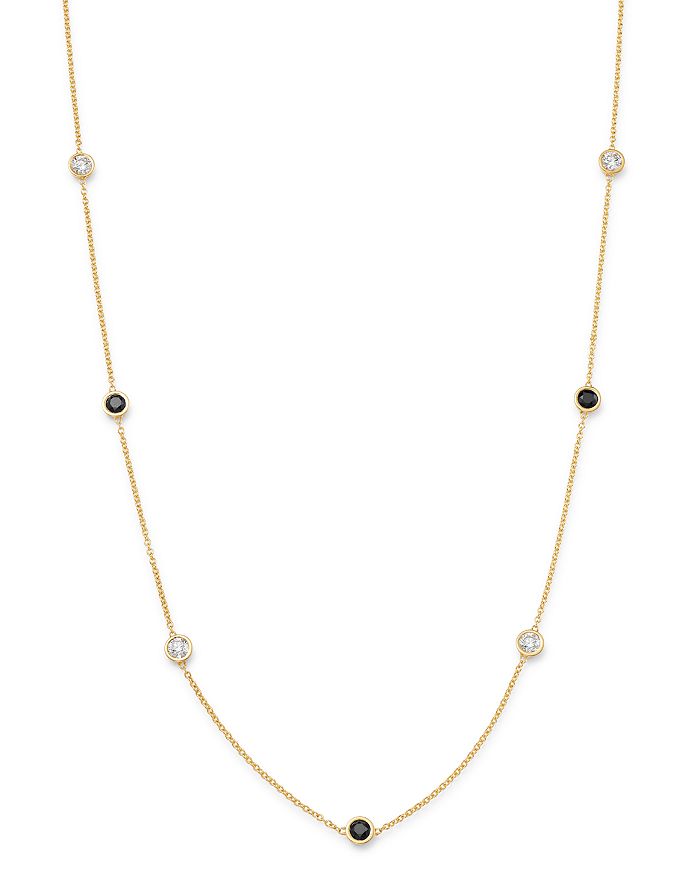 Bloomingdale's 14K Yellow Gold & Black & White Diamond Station Necklace