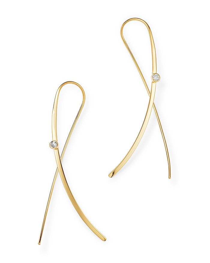 Moon & Meadow Diamond Crossover Threader Earrings In 14k Yellow Gold, 0.03 Ct. T.w. - 100% Exclusive In White/gold
