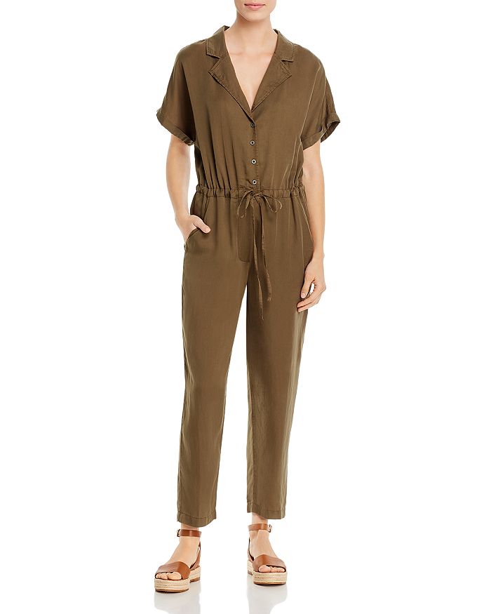 Elan Button-front Jumpsuit In Olive