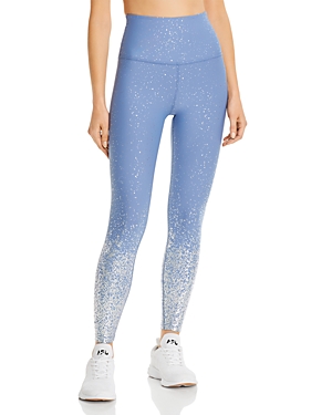 Beyond Yoga Alloy Ombre High Waisted Midi Legging - Serene Blue Shiny Silver Speckle In Serene Blue