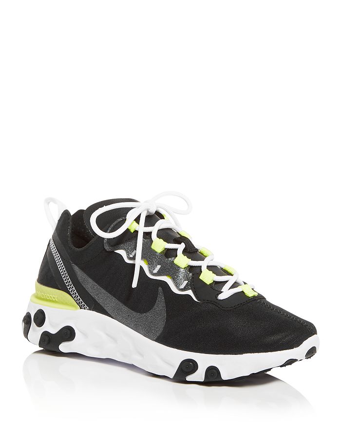 Shop Nike Women's React Element 55 Sneakers In Black/white