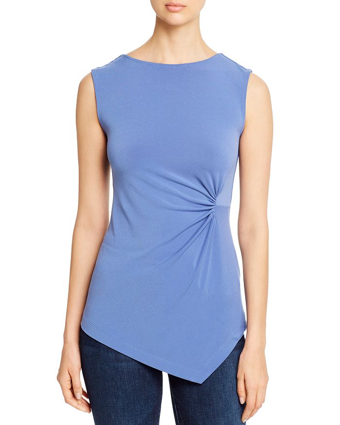 T Tahari Sleeveless Ruched Top In Blueberry