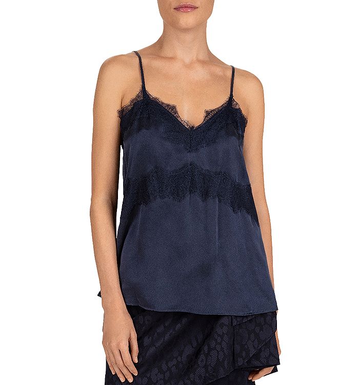 THE KOOPLES WAVED LACE-INSET CAMISOLE TOP,FTOP19111K