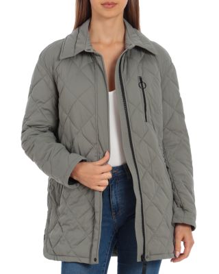diamond quilted full zip jacket