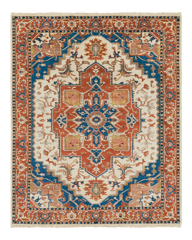 Surya Zeus Zeu-8002 Area Rug, 2' X 3' In Orange/sky Blue/camel
