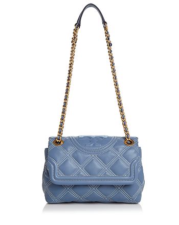 Tory Burch Fleming Contrast-Stitch Small Leather Convertible Shoulder ...