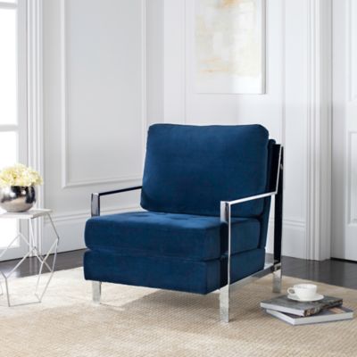 Walden Modern Tufted Linen Chrome Accent Chair