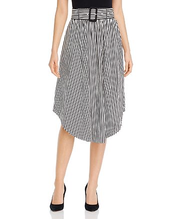 T Tahari Belted Striped Midi Skirt | Bloomingdale's