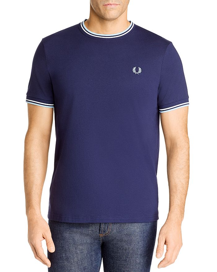 Fred Perry Twin Tipped Short Sleeve Tee In Carbon Blue