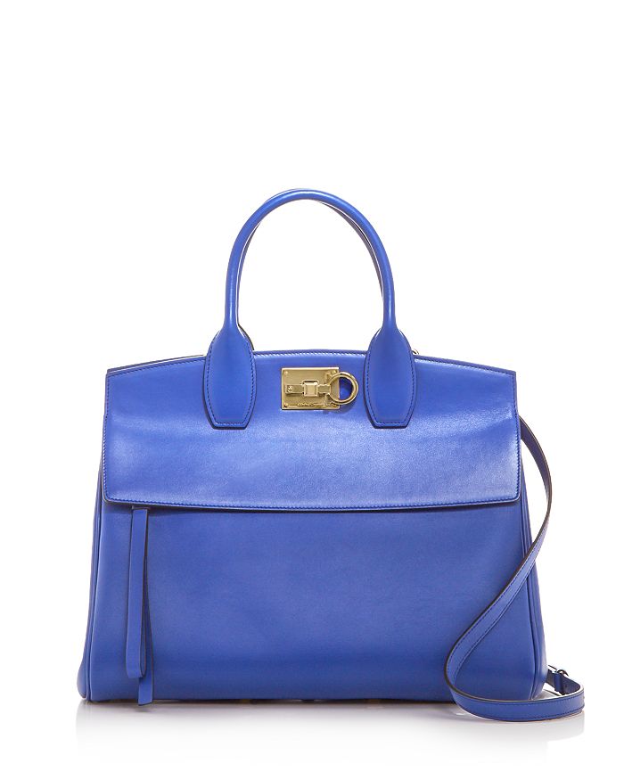 Ferragamo Studio Bag Medium Leather Satchel In Admiral Blue