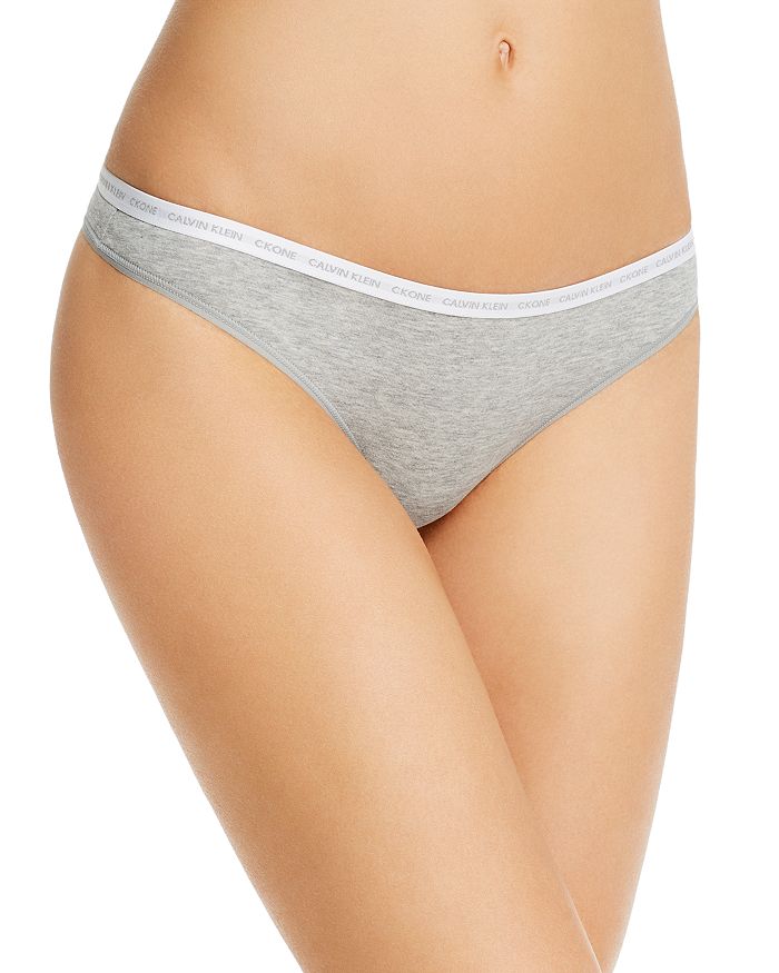 Calvin Klein Ck One Printed-waist Thong In Grey Heather