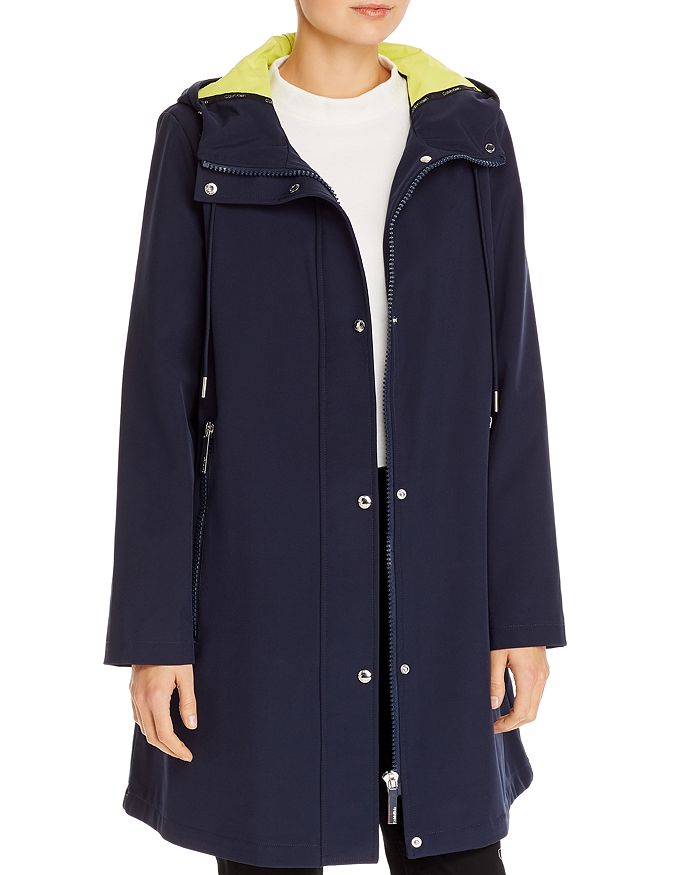 Calvin Klein A-line Hooded Coat In Navy