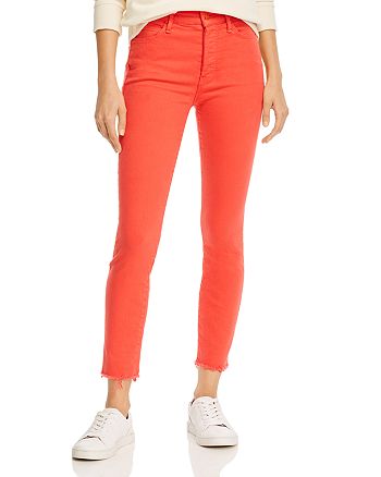 MOTHER The Stunner Ankle Fray Skinny Jeans in Tomato | Bloomingdale's