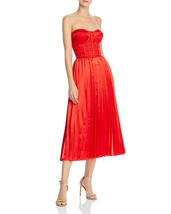 O.P.T Donna Pleated Strapless Midi Dress | Bloomingdale's