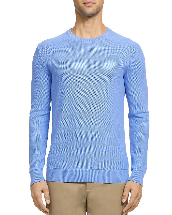 Theory Riland Pique Cotton Crewneck Sweater In Shallow