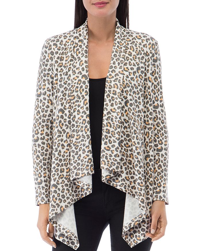B Collection by Bobeau Amie French Terry Animal Print Cardigan