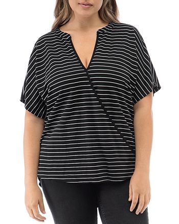 B Collection by Bobeau Curvy Ila Striped Surplice Top | Bloomingdale's