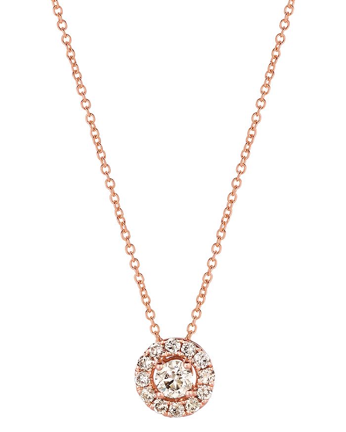 Bloomingdale's Champagne Diamond Halo Pendant Necklace In 14k Rose Gold, 0.48 Ct. Tw. - 100% Exclusive In Champagne/rose Gold