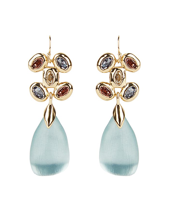 ALEXIS BITTAR BYZANTINE LUCITE STONE CLUSTER WIRE DROP EARRINGS,AB0SE017079