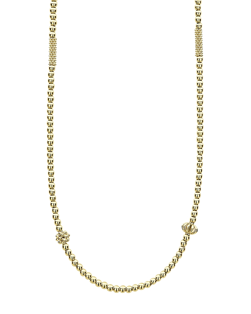 Lagos 18k Gold Caviar Bead Station Chain Necklace In Gold
