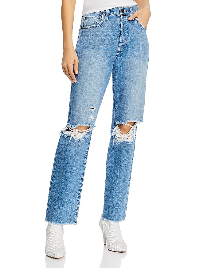 Alice and Olivia Distressed High-Rise Boyfriend Jeans | Bloomingdale's