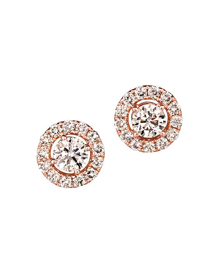 Bloomingdale's Champagne Diamond Halo Stud Earrings in 14K Rose Gold ...