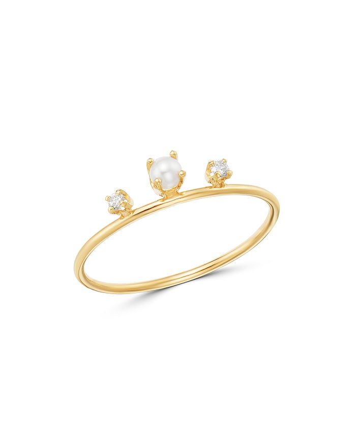 Zoë Chicco 14k Yellow Gold Cultured Freshwater Pearl & Diamond Statement Ring In White/gold