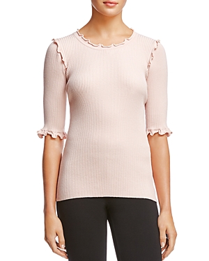 Bailey44 Ondine Ruffle Trim Ribbed Top In Pink