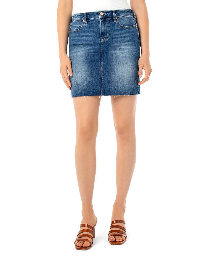 Liverpool Los Angeles Frayed Denim Skirt in Vista Bloomingdale s