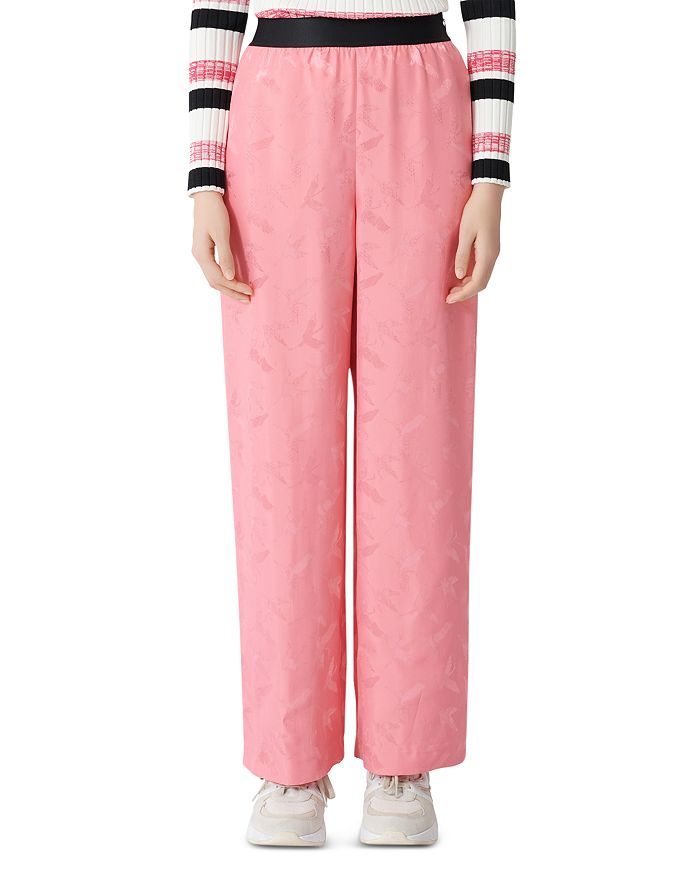 Maje Pala Jacquard Wide-leg Trousers In Pink