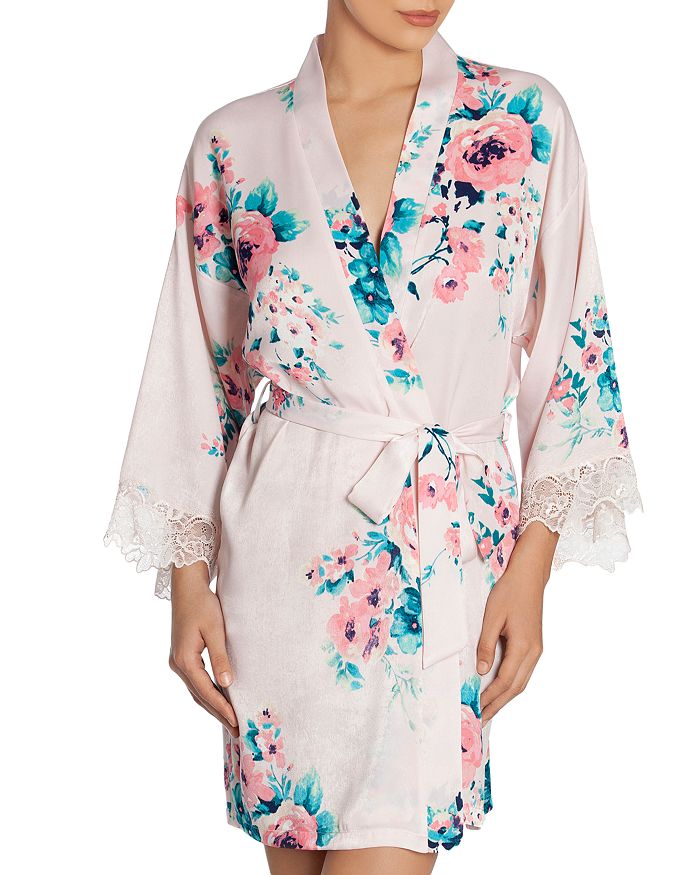 IN BLOOM BY JONQUIL IN BLOOM BY JONQUIL SATIN FLORAL PRINT WRAP ROBE,VSN130