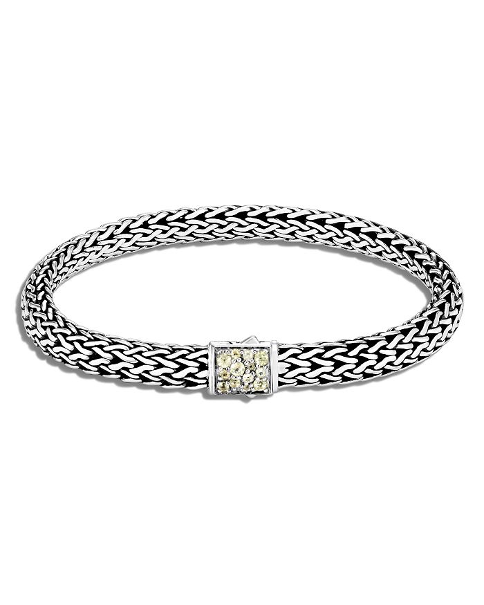 John Hardy Sterling Silver Classic Chain Black Sapphire & Moonstone Reversible Bracelet In Green/silver
