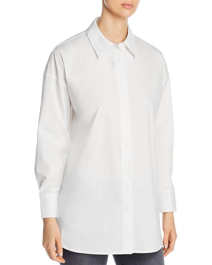 Marled Button-up Tunic In White