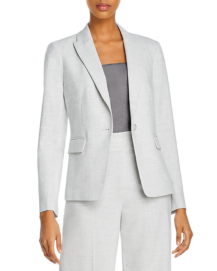 Rebecca Taylor Tailored  Long-sleeve One-button Blazer In Light Heather Gray