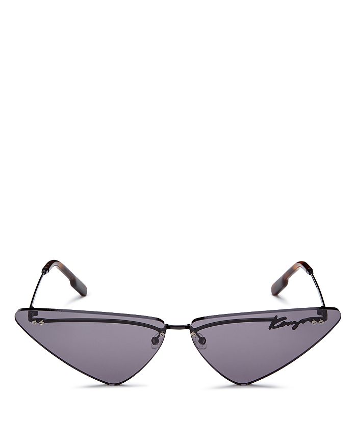 Kenzo Women's Rimless Triangle Cat Eye Sunglasses, 72mm In Shiny Black/smoke