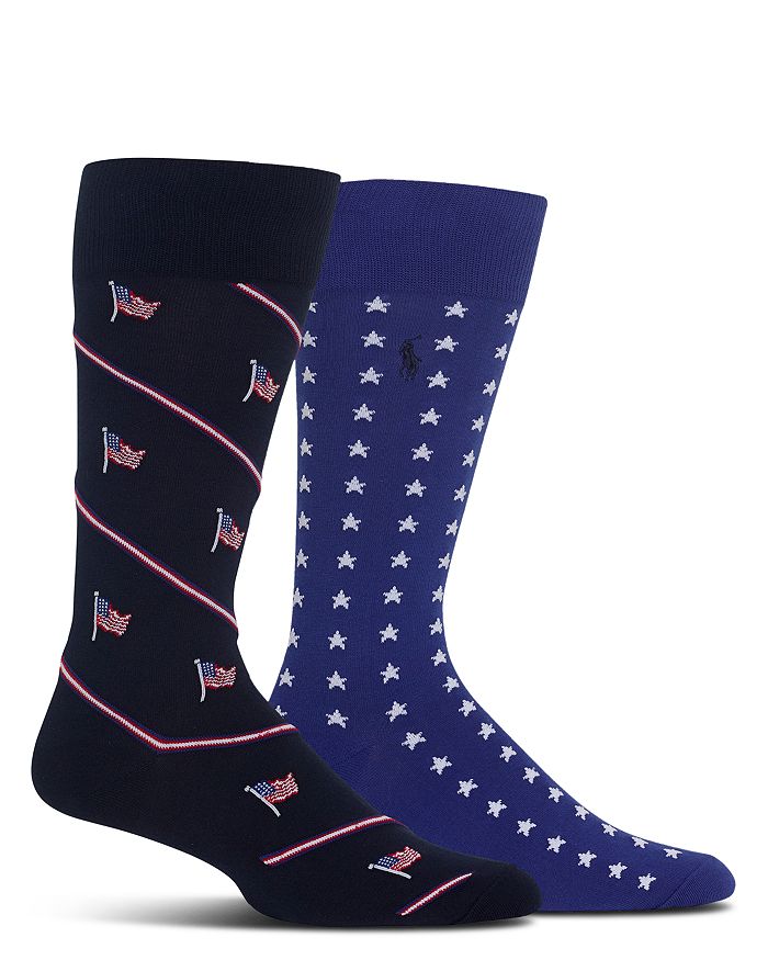Polo Ralph Lauren Men's Socks American Flag - Pack Of 2 In Navy/multi