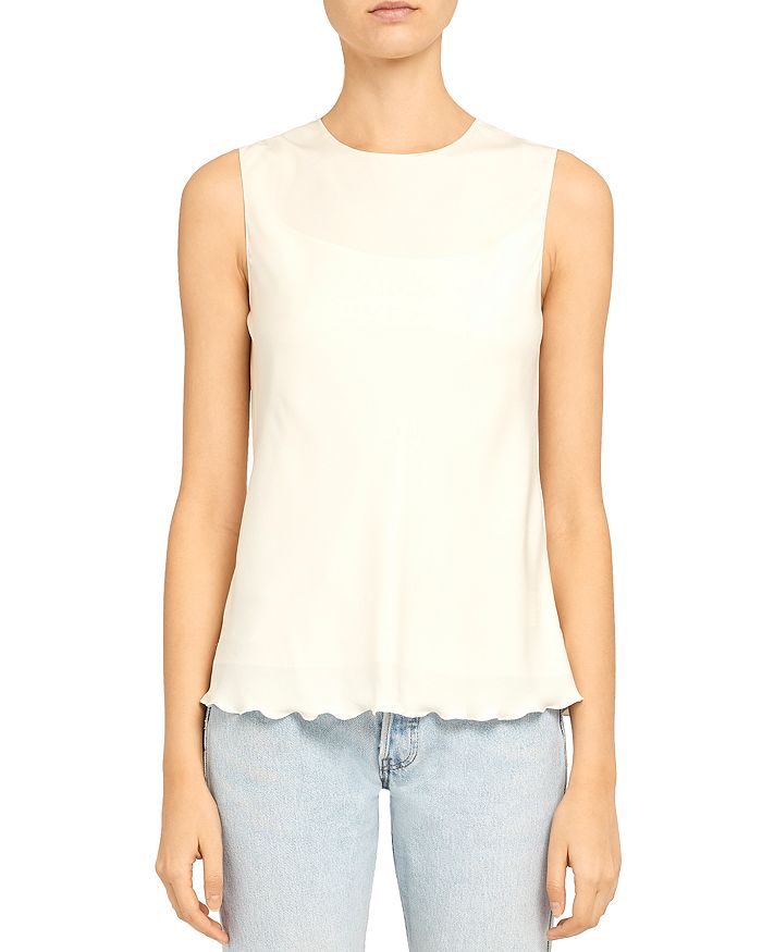 THEORY LETTUCE-EDGED TOP,K0102501