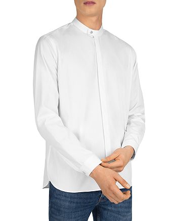 The Kooples Faille Band-Collar Slim Fit Shirt | Bloomingdale's