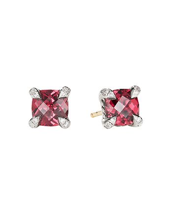 David Yurman - Ch&acirc;telaine&reg; Stud Earrings with Rhodalite Garnet and Diamonds