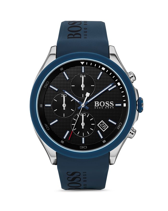 Hugo Boss Men's Chronograph Velocity Blue Silicone Strap Watch 45mm Women's Shoes In Black/navy