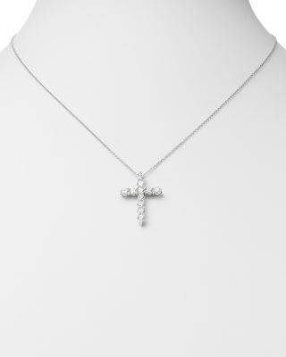 Diamond Cross Pendant Necklace in 14K White Gold, 1.75 tcw 